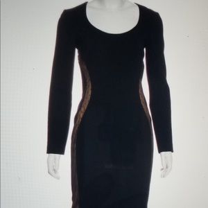 EMILIO PUCCI WOOL BLACK DRESS LACE ACCENTS US SZ 6